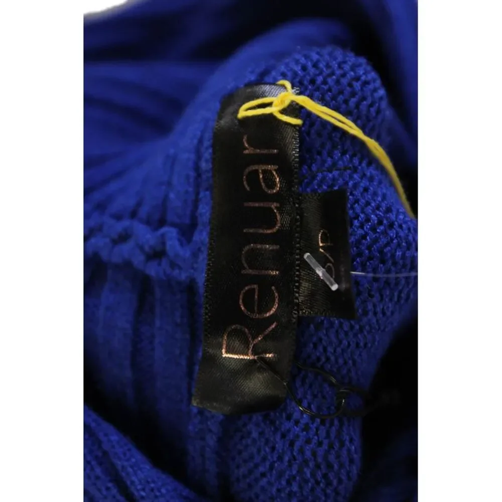 Renuar Womens Turtleneck Long Sleeve Medium Knit Sweater Solid Blue Size S